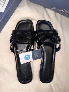 Universal Thread Black Braided Slide Sandals